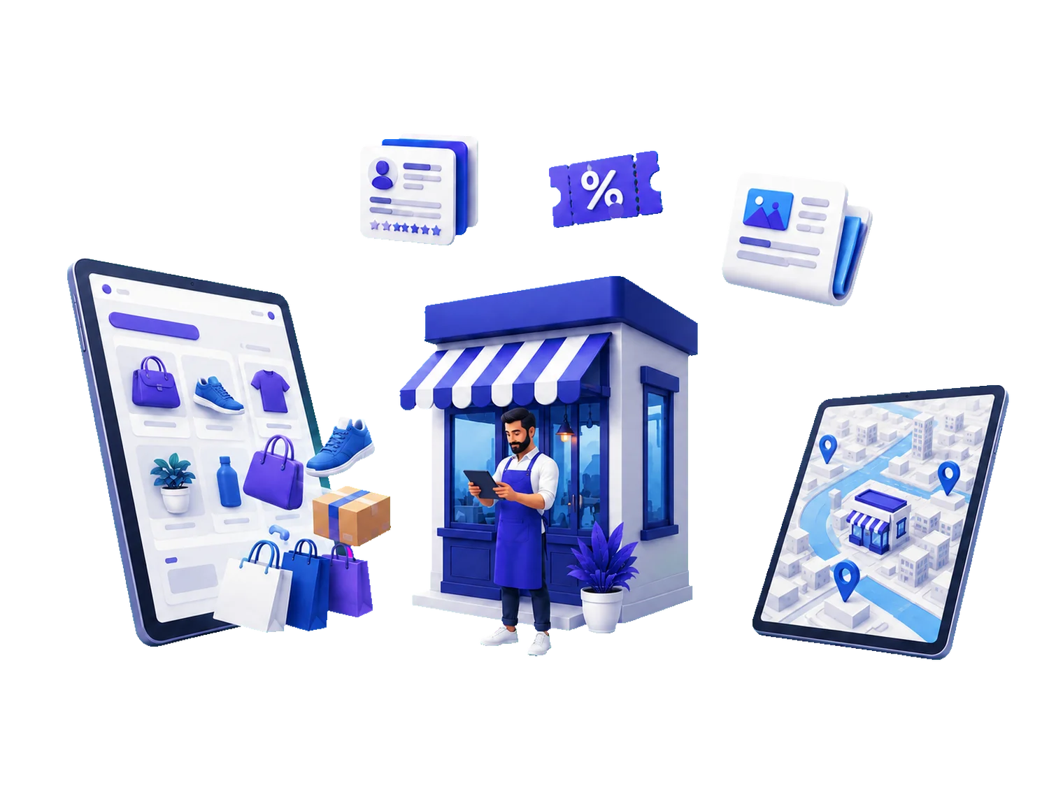 Merchant discovery across profile, products, discounts and locations