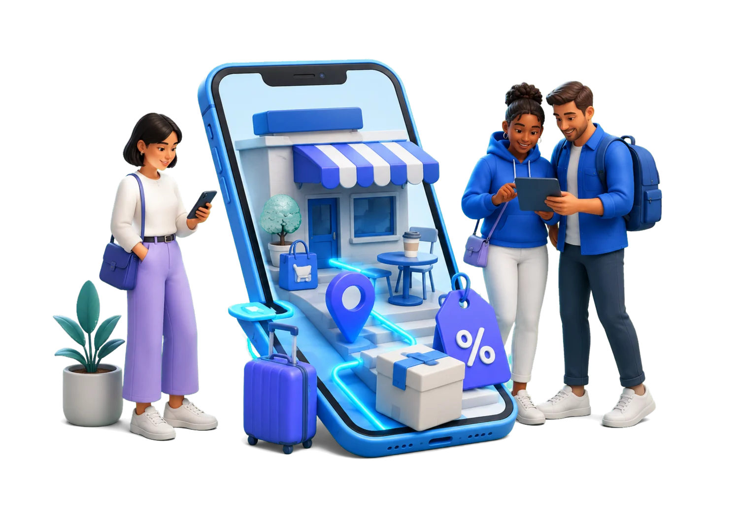 Crypto shoppers discovering a Cryptwerk Market merchant on mobile