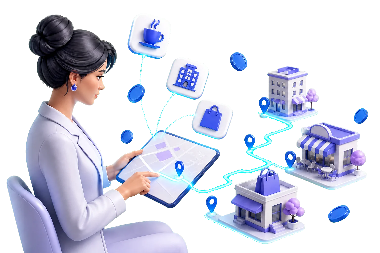 Filtering local crypto businesses by category and coin