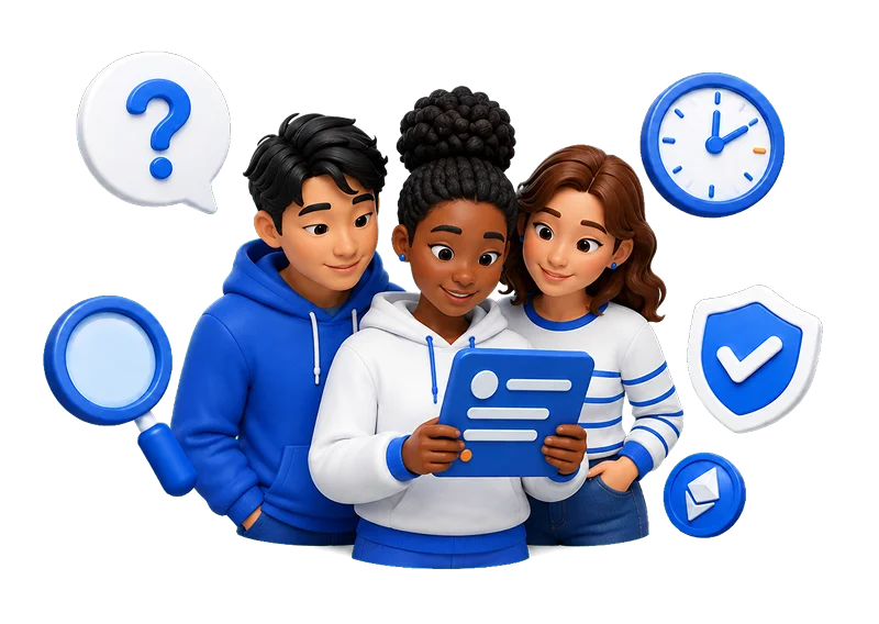 Crypto users reviewing information, questions and verified details