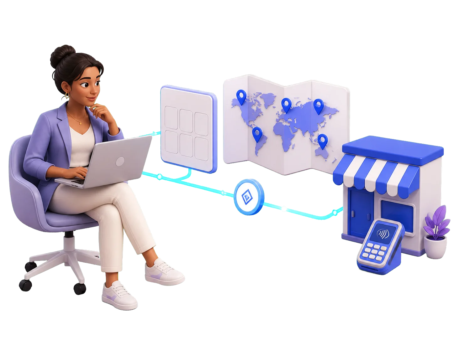 Coin project manager reviewing directory, map and merchant acceptance