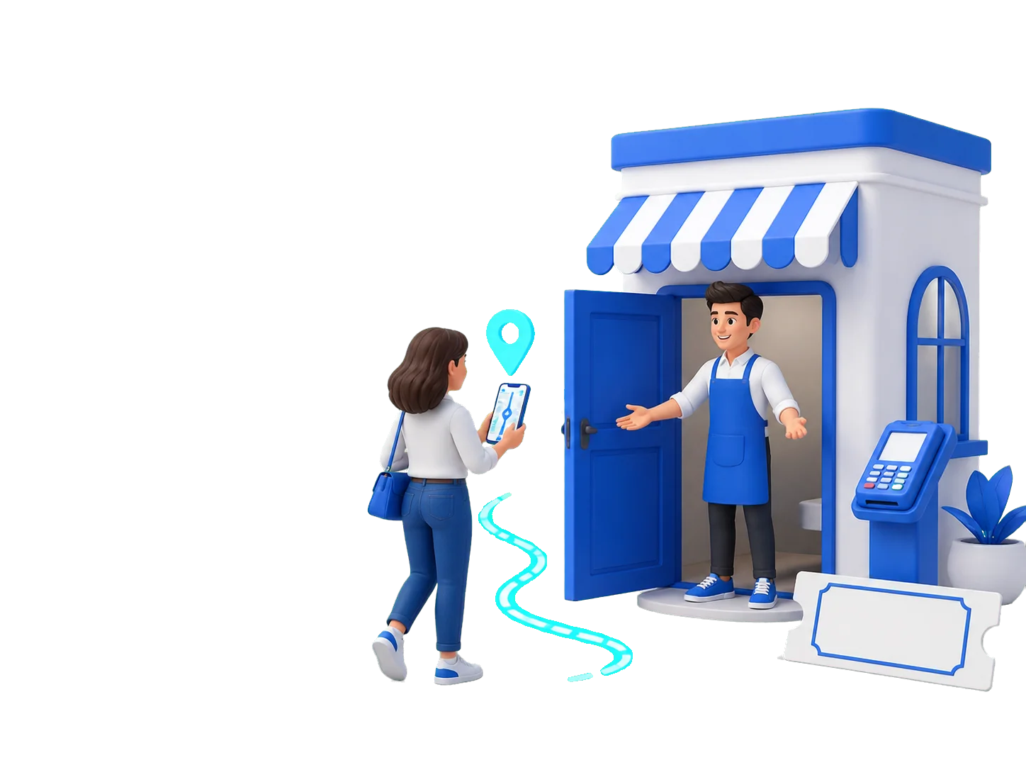 Crypto buyer follows a map route to a merchant storefront